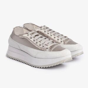 Pedro Garcia Orella Frayed Satin Gray Platform Trainers